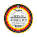 Изолента ПВХ профессиональная, 0.18х19 мм, 20 м, желтая, KRANZ, KR-09-2802