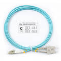 Шнур оптический LC/UPC–SC/UPC, МM, 50/125, OM3, 2м, LSZH, Duplex, бирюз., Cabeus FOP-50-LC-SC-2m