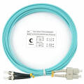 Шнур оптический SC/UPC–ST/UPC, МM, 50/125, OM3, 3м, LSZH, Duplex, бирюз., Cabeus FOP-50-SC-ST-3m