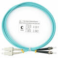 Шнур оптический SC/UPC–ST/UPC, МM, 50/125, OM3, 2м, LSZH, Duplex, бирюз., Cabeus FOP-50-SC-ST-2m