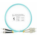 Шнур оптический SC/UPC-ST/UPC, МM, 50/125, OM3, 1м, Duplex, бирюз., Cabeus FOP-50-SC-ST-1m