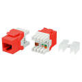 Вставка Keystone Jack RJ-45(8P8C), Кат.5e, тип 180 град., красная, Hyperline KJ8-8P8C-C5e-180-RD