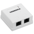 Розетка внешняя 2 порта RJ45, UTP, кат.5e, GENERICA CS2-1C5EU-22-G