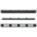 Патч-панель 1U, 19'', 24хRJ45, UTP, кат.5e, черная, NETLAN EC-URP-24-UD2