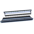 Патч-панель 1U, 19'', 24хRJ45, UTP, кат.6, Dual IDC, черная, Hyperline PP3-19-24-8P8C-C6-110D