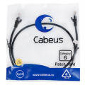 Патч-корд UTP 4 пары, Кат.6, 2xRJ45, 1м, черный, PVC, Cabeus PC-UTP-RJ45-Cat.6-1m-BK 