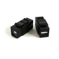 Вставка Keystone Jack USB 2.0 (Type A-B), ROHS, с проход. адаптер., черн., Hyperline KJ1-USB-A-B2-BK