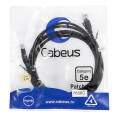 Патч-корд UTP 4 пары, Кат.5е, 2xRJ45, 3м, черный, PVC, Cabeus PC-UTP-RJ45-Cat.5e-3m-BK