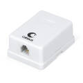 Розетка телефонная RJ-12, одинарная, внешняя, белая, Cabeus WS-6P4C-TEL-1