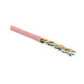Кабель UTP 4 пары, Кат.5e, внутр., 0,60мм, PVC, розовый, 100м, Hyperline UUTP4-C5E-P24-IN-PVC-PK-100