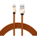 Кабель USB-Type-C, 2A, 1м, эко-кожа, коричневый, REXANT 18-1897