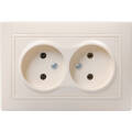 Розетка силовая РСш12-3-ККм, 2местн, с з/к с защ.штор., 16А, кремовый, IEK ERK21-K33-16-DM