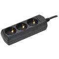 Удлинитель У03 3 места с заземлением 3м 3х1мм2 10А/250В черный GENERICA