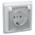 VEGA Розетка 1-местная с заземлением с защитными шторками с крышкой 16А IP44 РСбш10-3-ВБ белый GENER