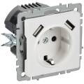 BRITE Розетка 1-местная с заземлением с защитными шторками 16А с USB A+A 5В 3,1А РЮш10-2-БрАБ арктич