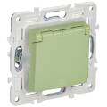 SKANDY Розетка 1-местная с заземлением с защитными шторками и крышкой 16А IP44 SK-R11G мятный IEK