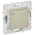 SKANDY Розетка 1-местная с заземлением с защитными шторками и крышкой 16А IP44 SK-R11B бежевый IEK