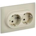 SKANDY Розетка 2-местная с заземлением с защитными шторками 16А в сборе SK-R07B бежевый IEK