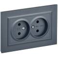 BRITE Розетка 2-местная без заземления с защитными шторками 10А в сборе РСш12-2-БрМ маренго IEK