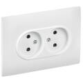 SKANDY Розетка 2-местная без заземления с защитными шторками 10А в сборе SK-R09W арктический белый I