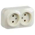GLORY Розетка 2-местная для открытой установки без заземления без защитных шторок 10А РС22-2-ХК крем