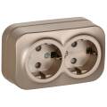 GLORY Розетка 2-местная для открытой установки с заземлением с защитными шторками 16А РСш22-3-ХШм ша