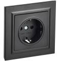 BRITE Розетка 1-местная с заземлением с защитными шторками 16А в сборе РСР14-1-0-БрЧ черный IEK