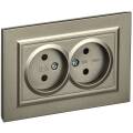BRITE Розетка 2-местная без заземления с защитными шторками 10А в сборе РСш12-2-БрШ шампань IEK