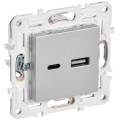 SKANDY Розетка USB A+C 3,1А SK-R14S серебряный IEK