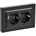 BRITE Розетка 2-местная с заземлением без защитных шторок плоская 16А в сборе РСПл12-3-БрЧ черный IE