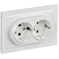 BRITE Розетка 2-местная с заземлением с защитными шторками 16А в сборе РСш12-3-БрБ белый