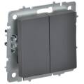 BRITE Выключатель 2-клавишный перекрестный 10А ВС10-2-3-БрГ графит IEK