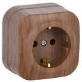 GLORY Розетка 1-местная для открытой установки с заземлением без защитных шторок 16А РС20-3-ХД дуб I