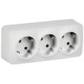 GLORY Розетка 3-местная для открытой установки с заземлением без защитных шторок 16А РС23-3-ХБм белы