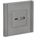 FORTE&PIANO Розетка USB A+C 3,1А FP550 сталь IEK