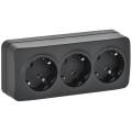 GLORY Розетка 3-местная для открытой установки с заземлением без защитных шторок 16А РС23-3-ХЧм черн