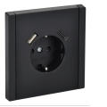 Розетка 1-местная с заземлением с защитными шторками винтовое крепление 16А USB A+C 18Вт FP147,  FORTE&PIANO,черный, IEK FP-R14-16-U22-018-K02