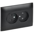 SKANDY Розетка 2-местная без заземления без защитных шторок 10А в сборе SK-R10Bl черный IEK
