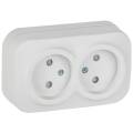 GLORY Розетка 2-местная для открытой установки без заземления с защитными шторками 10А РСш22-2-ХБм б