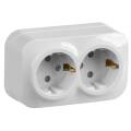 GLORY Розетка 2-местная для открытой установки с заземлением с защитными шторками 16А РСш22-3-ХБ бел