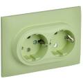 SKANDY Розетка 2-местная с заземлением без защитных шторок 16А в сборе SK-R08G мятный IEK