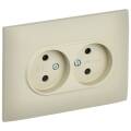 SKANDY Розетка 2-местная без заземления с защитными шторками 10А в сборе SK-R09B бежевый IEK