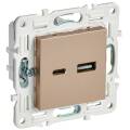 SKANDY Розетка USB A+C 3,1А SK-R14Sa песочный IEK
