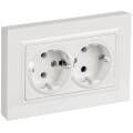 BRITE Розетка 2-местная с заземлением без защитных шторок плоская 16А в сборе РСПл12-3-БрБ белый IEK