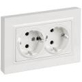 BRITE Розетка 2-местная с заземлением с защитными шторками плоская 16А в сборе РСшПл12-3-БрБ белый I