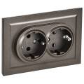 BRITE Розетка 2-местная с заземлением без защитных шторок 16А в сборе РС12-3-БрТБ темная бронза IEK