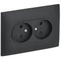 SKANDY Розетка 2-местная без заземления с защитными шторками 10А в сборе SK-R09G графит IEK