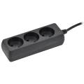 Удлинитель У3 3 места без заземления 1,5м 2х0,75мм2 10А/250В черный IEK
