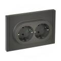 FORTE&PIANO Розетка 2-местная с заземлением с защитными шторками безвинтовое крепление 16А FP323 сер