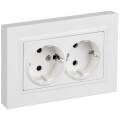BRITE Розетка 2-местная с заземлением с защитными шторками плоская 16А в сборе РСшПл12-3-БрАБ арктич
